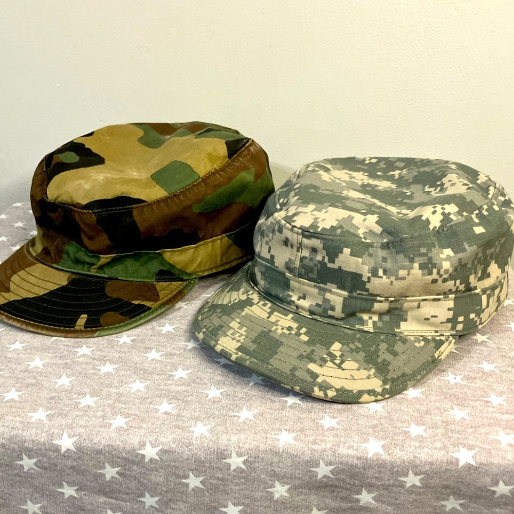 US Army Military Hats Unisex 7.5 Camouflage Woodland And Digital Lot Of 2